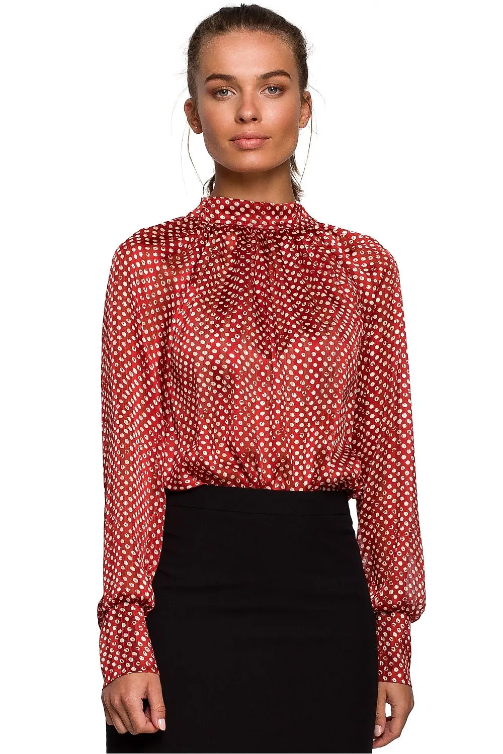 Irregular Stripe Chiffon Tie-Back Blouse