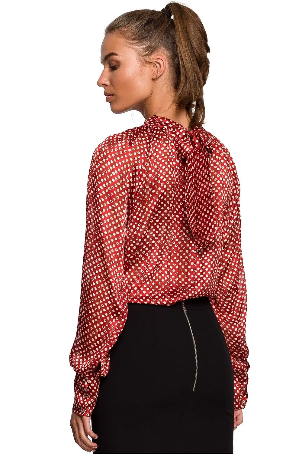Irregular Stripe Chiffon Tie-Back Blouse