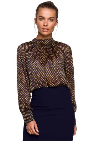 Irregular Stripe Chiffon Tie-Back Blouse