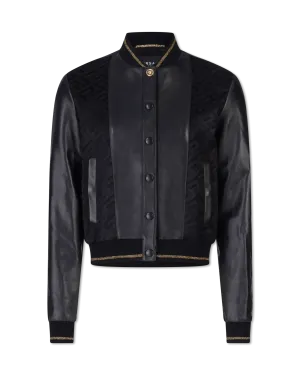 Jacquard Monogram Leather Bomber Jacket