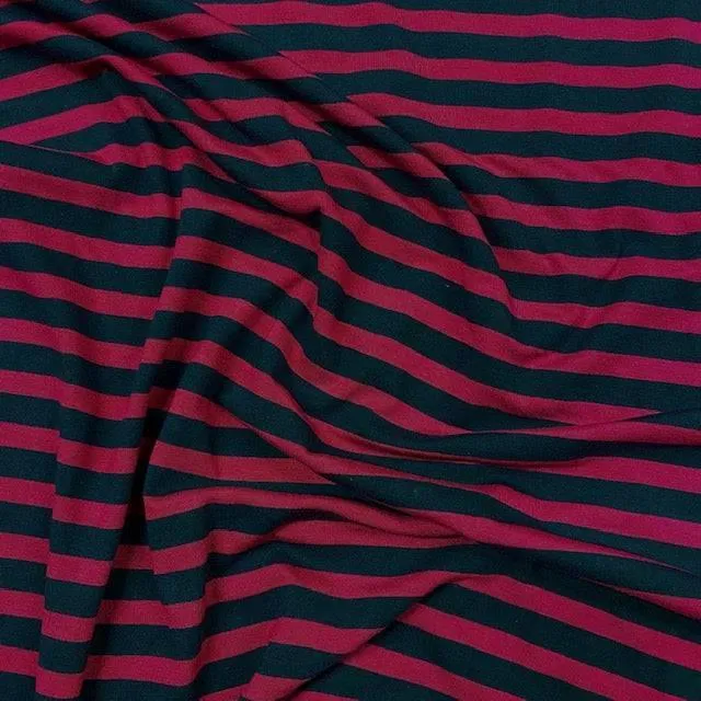 Jessica Viscose Jersey - Cerise Pink Thick Stripe