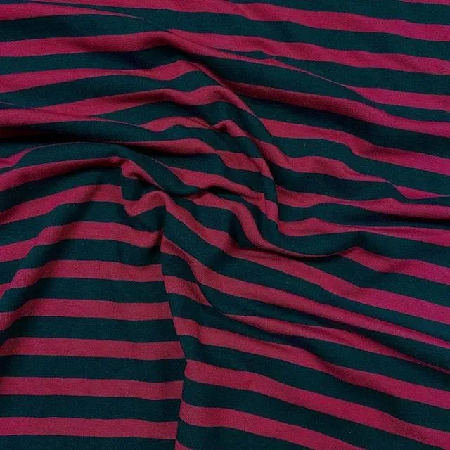 Jessica Viscose Jersey - Cerise Pink Thick Stripe