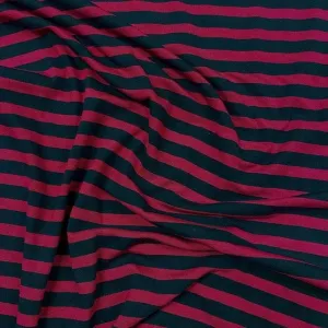 Jessica Viscose Jersey - Cerise Pink Thick Stripe