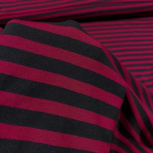 Jessica Viscose Jersey - Cerise Pink Thick Stripe