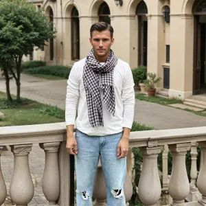 Joy Mens Check Merino Wool Scarf
