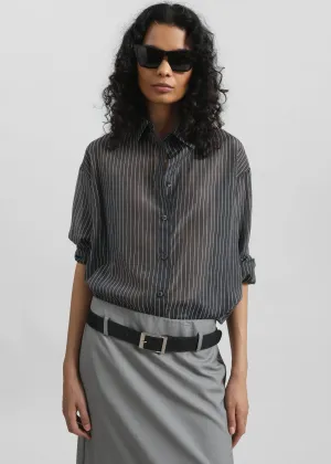 Kesin Open Back Shirt - Grey/White Stripe