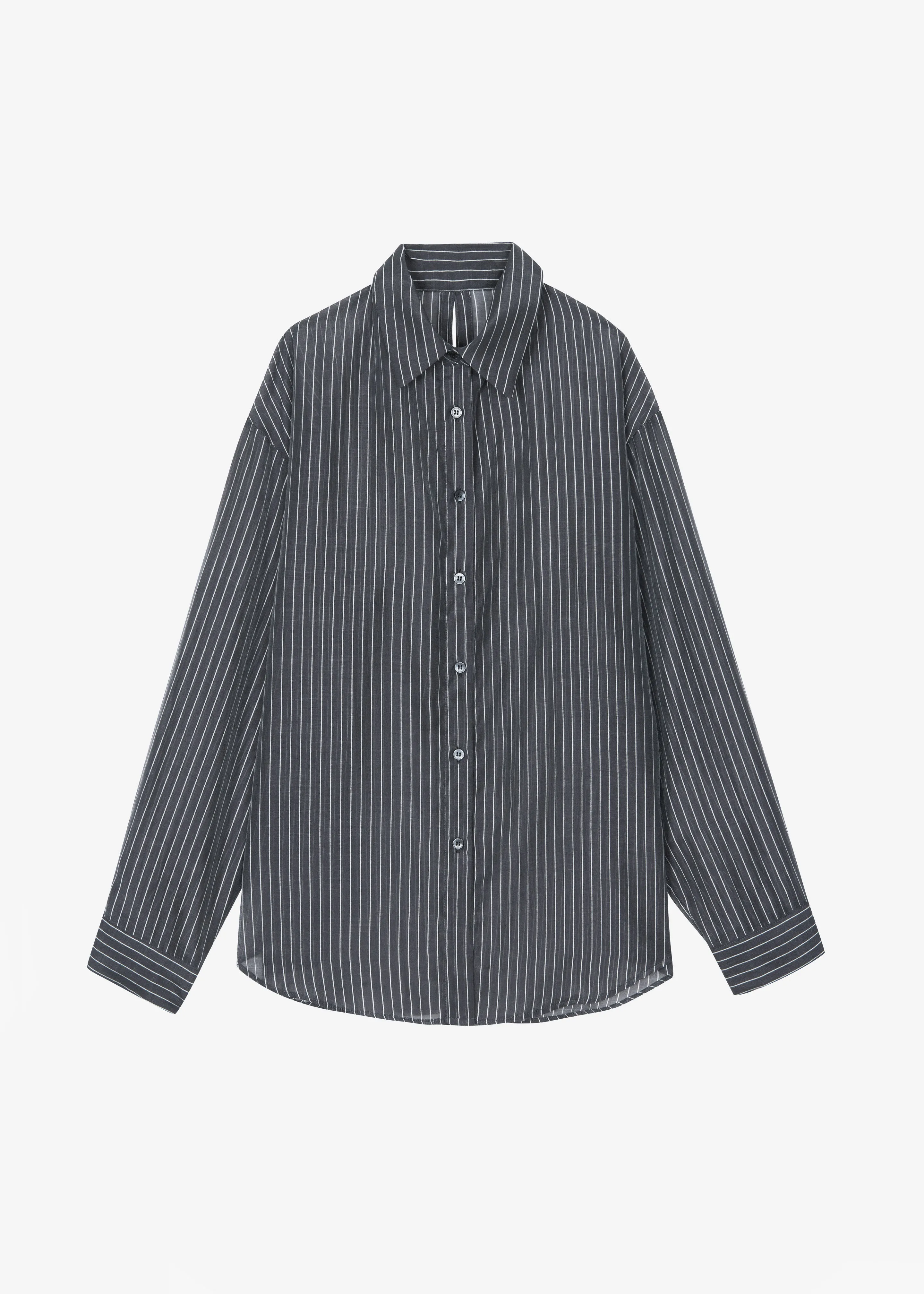 Kesin Open Back Shirt - Grey/White Stripe