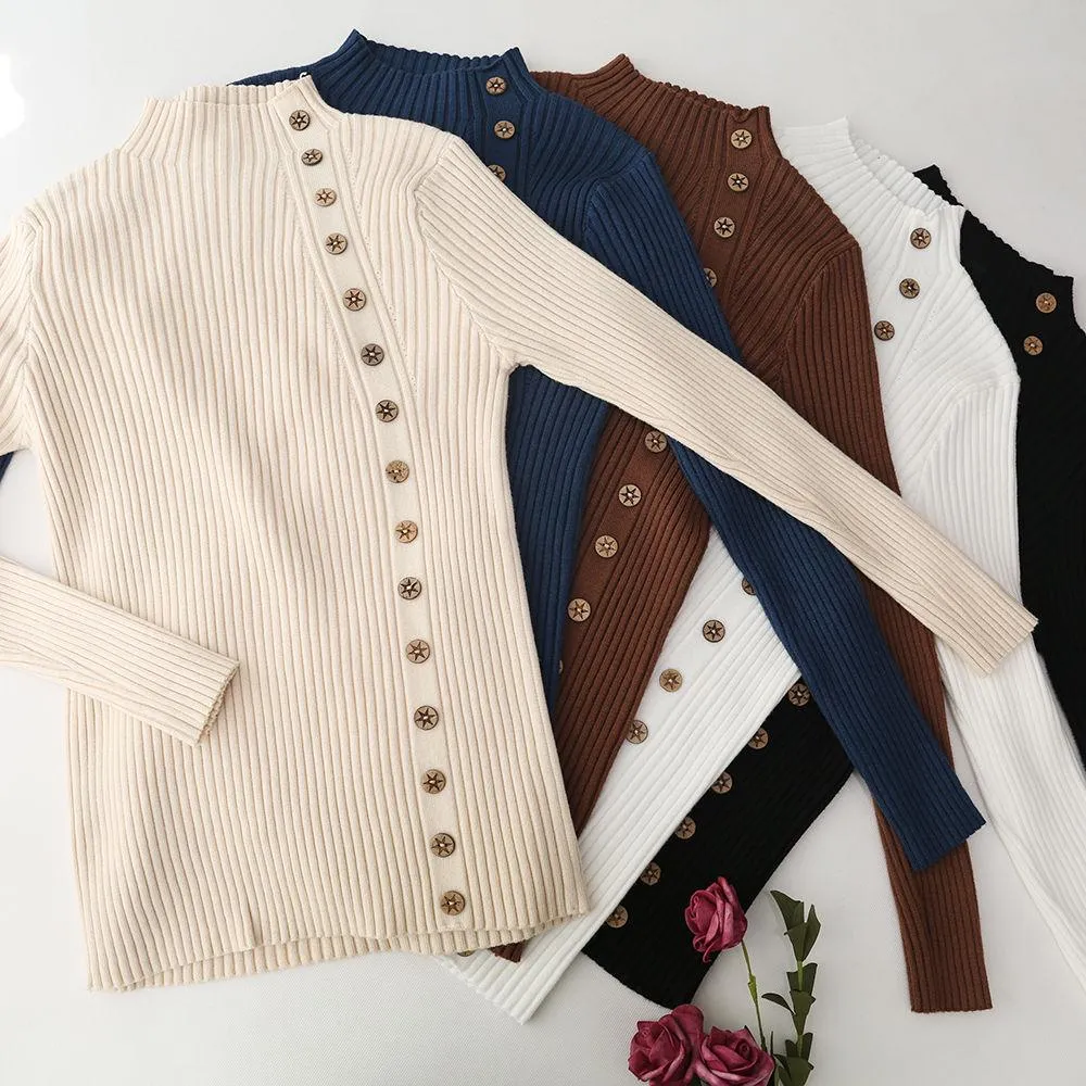 Knitting Women Sweaters and Pullovers Turtleneck Slim Casual Ladies Knitted Sweater Winter Jumpers