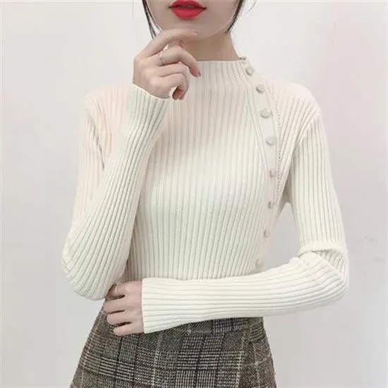 Knitting Women Sweaters and Pullovers Turtleneck Slim Casual Ladies Knitted Sweater Winter Jumpers