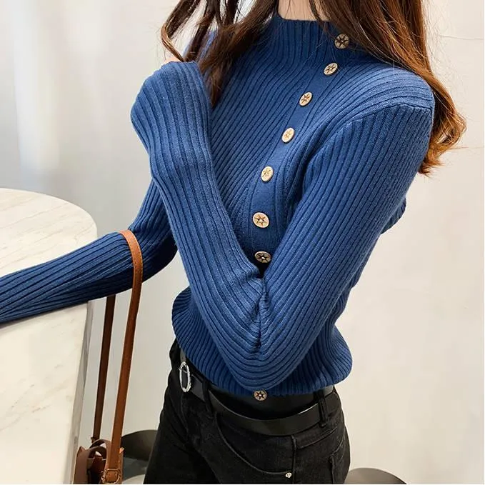Knitting Women Sweaters and Pullovers Turtleneck Slim Casual Ladies Knitted Sweater Winter Jumpers