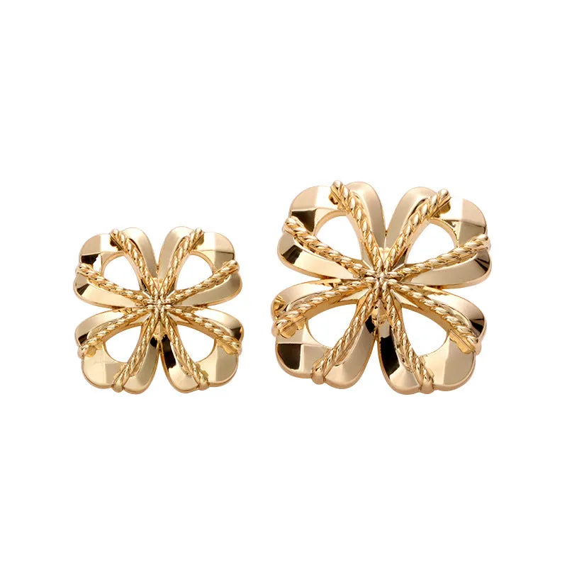 Knotted Hollow Gold Chrome Metal Sewing Shank Button 10pcs