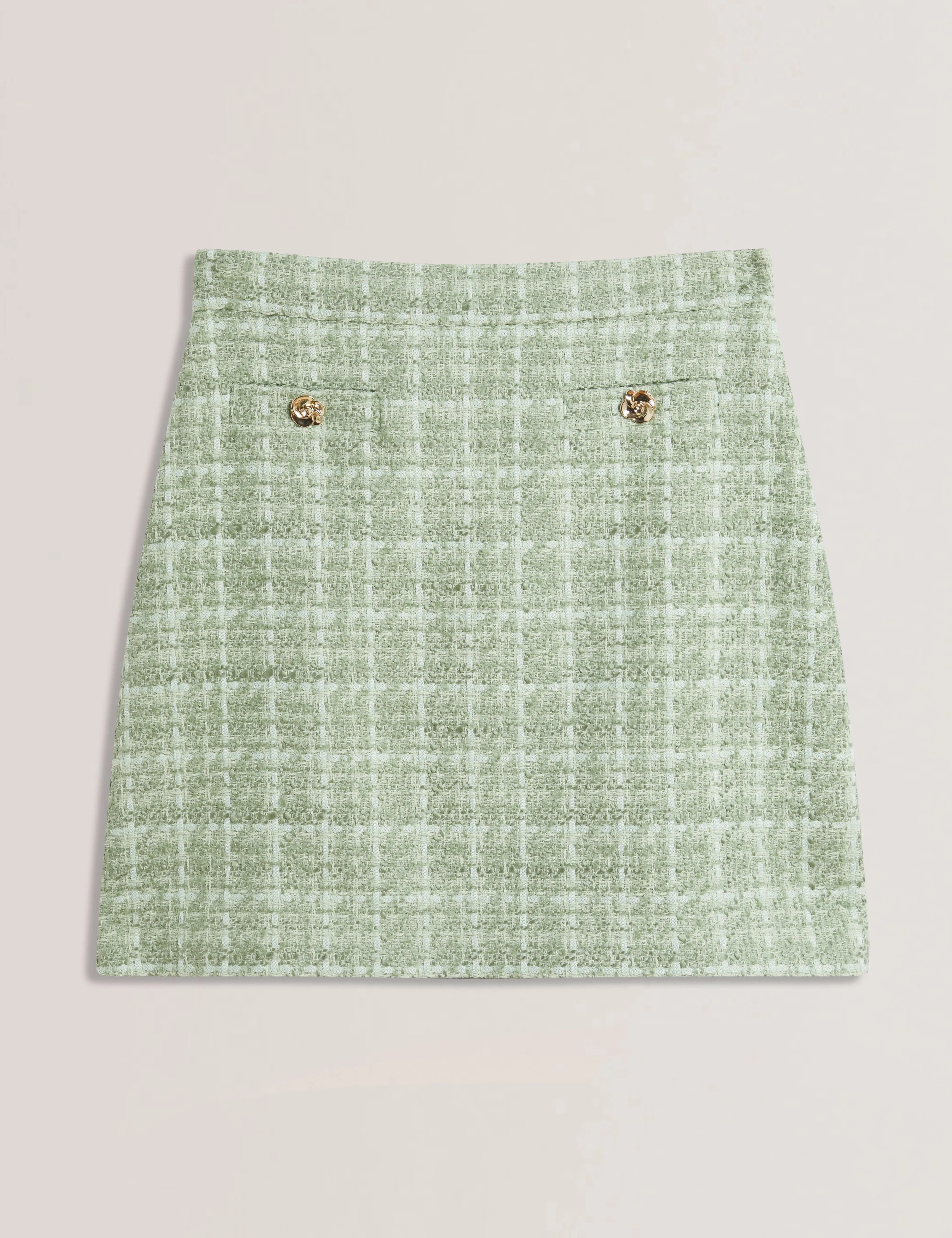 Komas Rose Button Boucle Tailored Mini Skirt Lt-Green