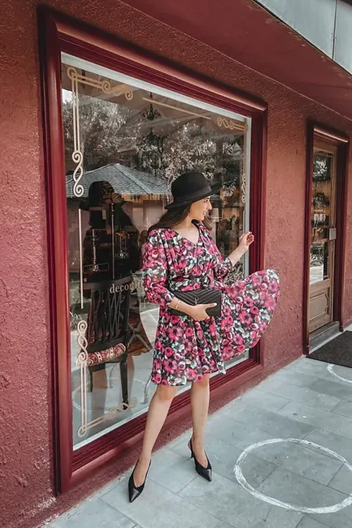 Kylie Black Floral Dress
