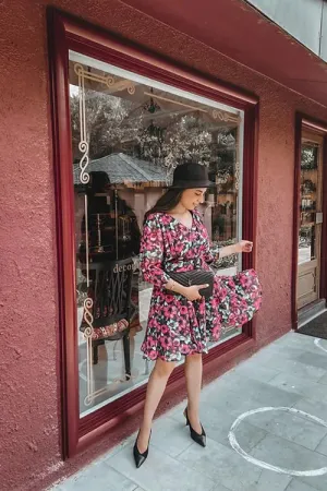Kylie Black Floral Dress