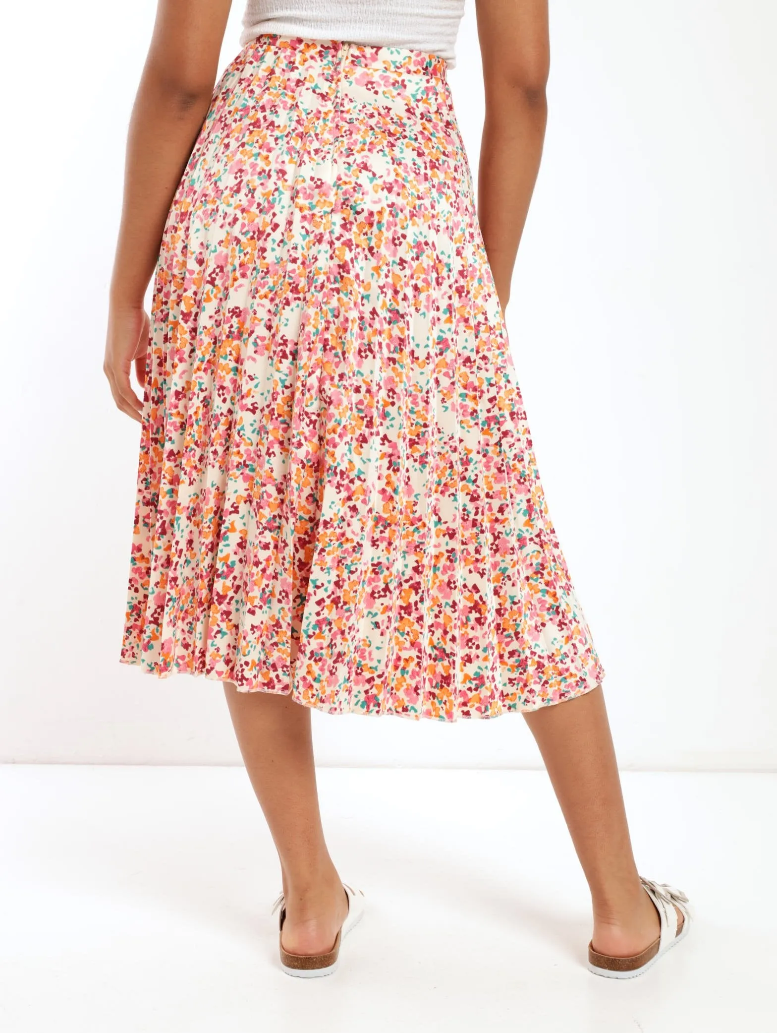 Ladies Printed Pleated Midi Skirt
