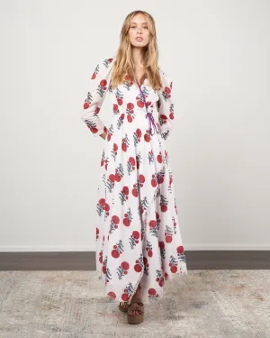 lalli poppy wrap dress - white/red poppy
