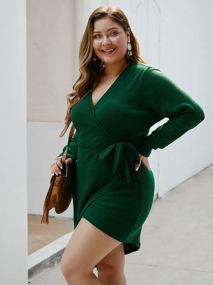 Large Size Women's Autumn and Winter Knit Dress