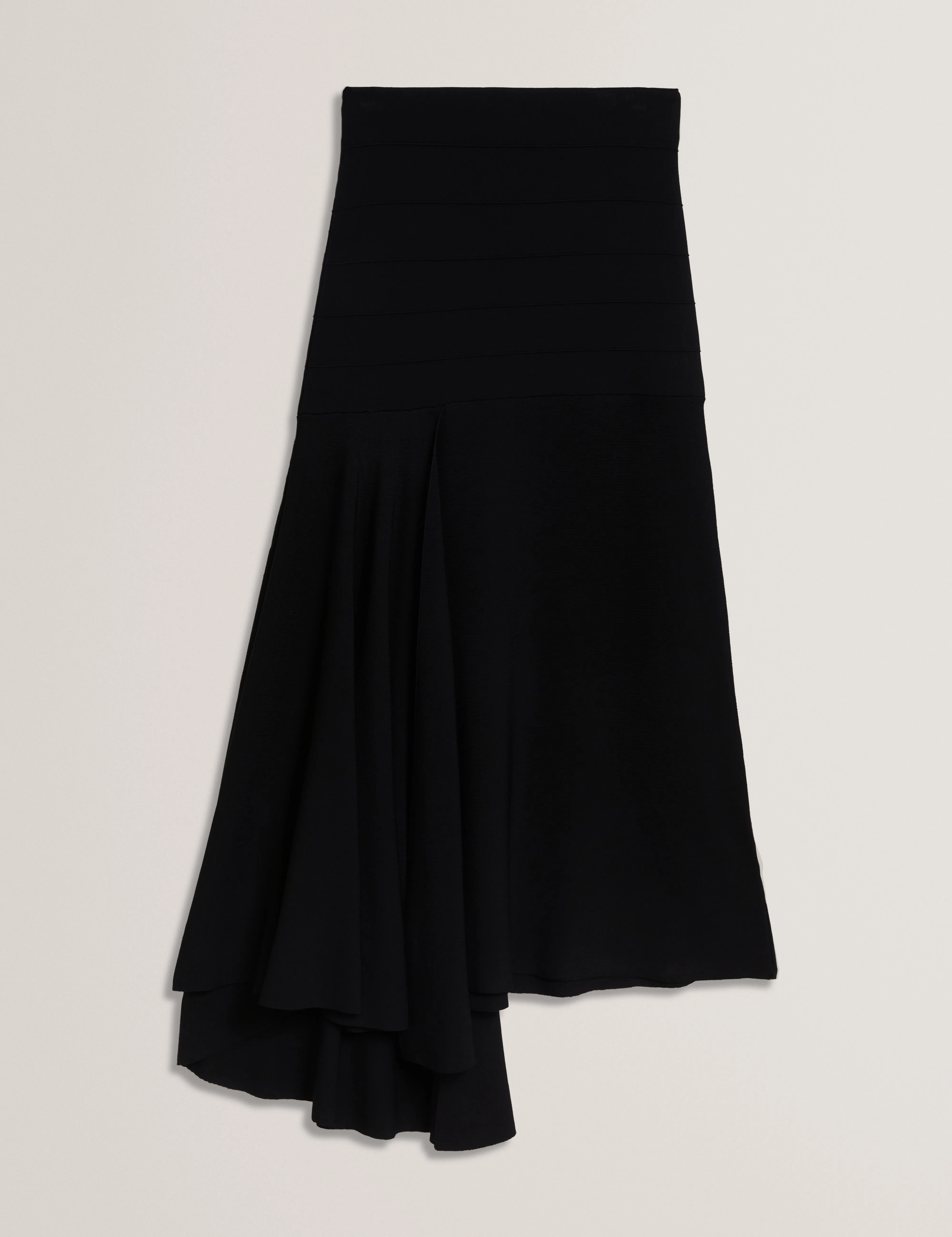 Laurrie Asymmetric Hem Knitted Skirt Black