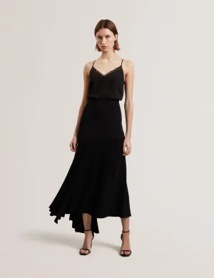 Laurrie Asymmetric Hem Knitted Skirt Black