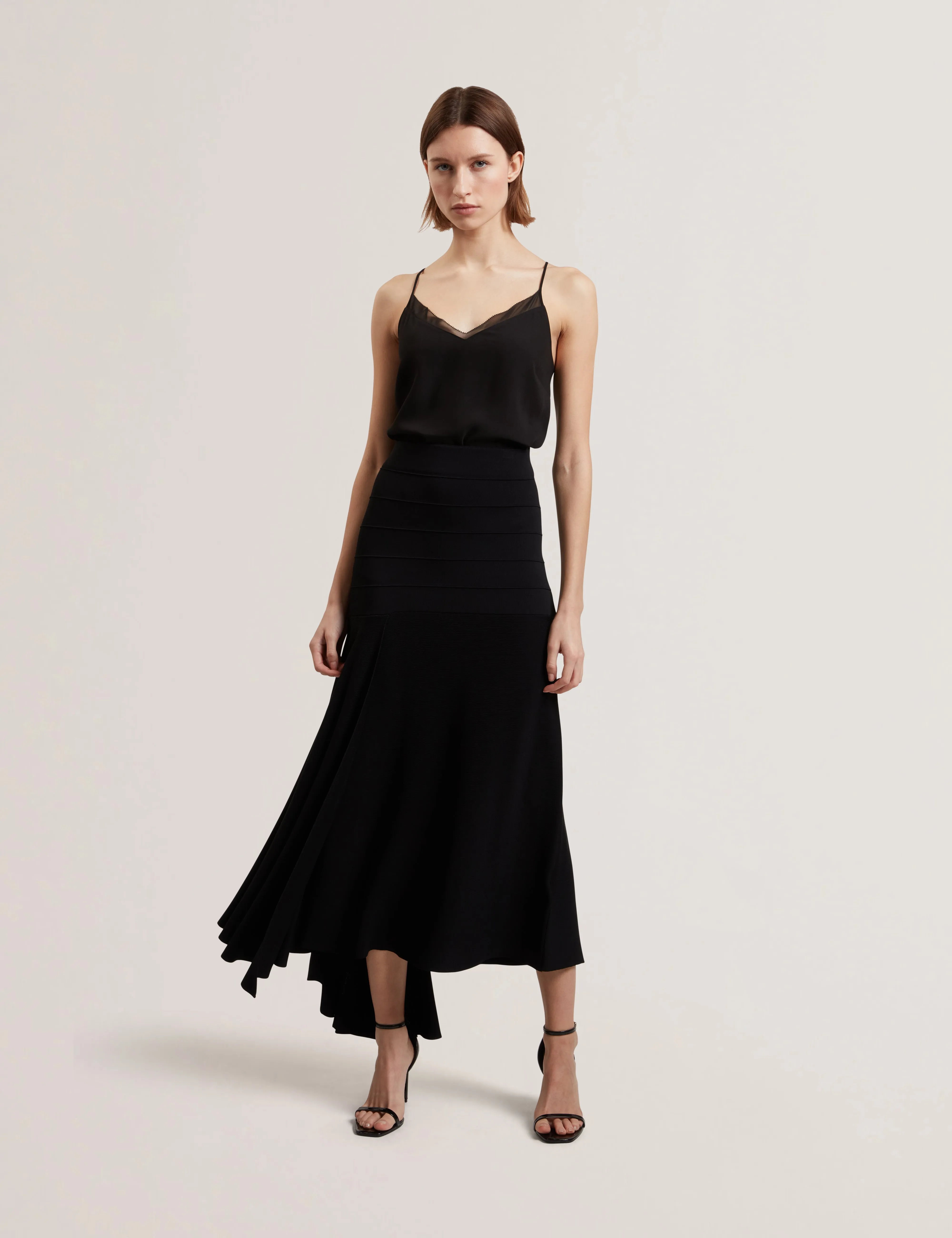 Laurrie Asymmetric Hem Knitted Skirt Black