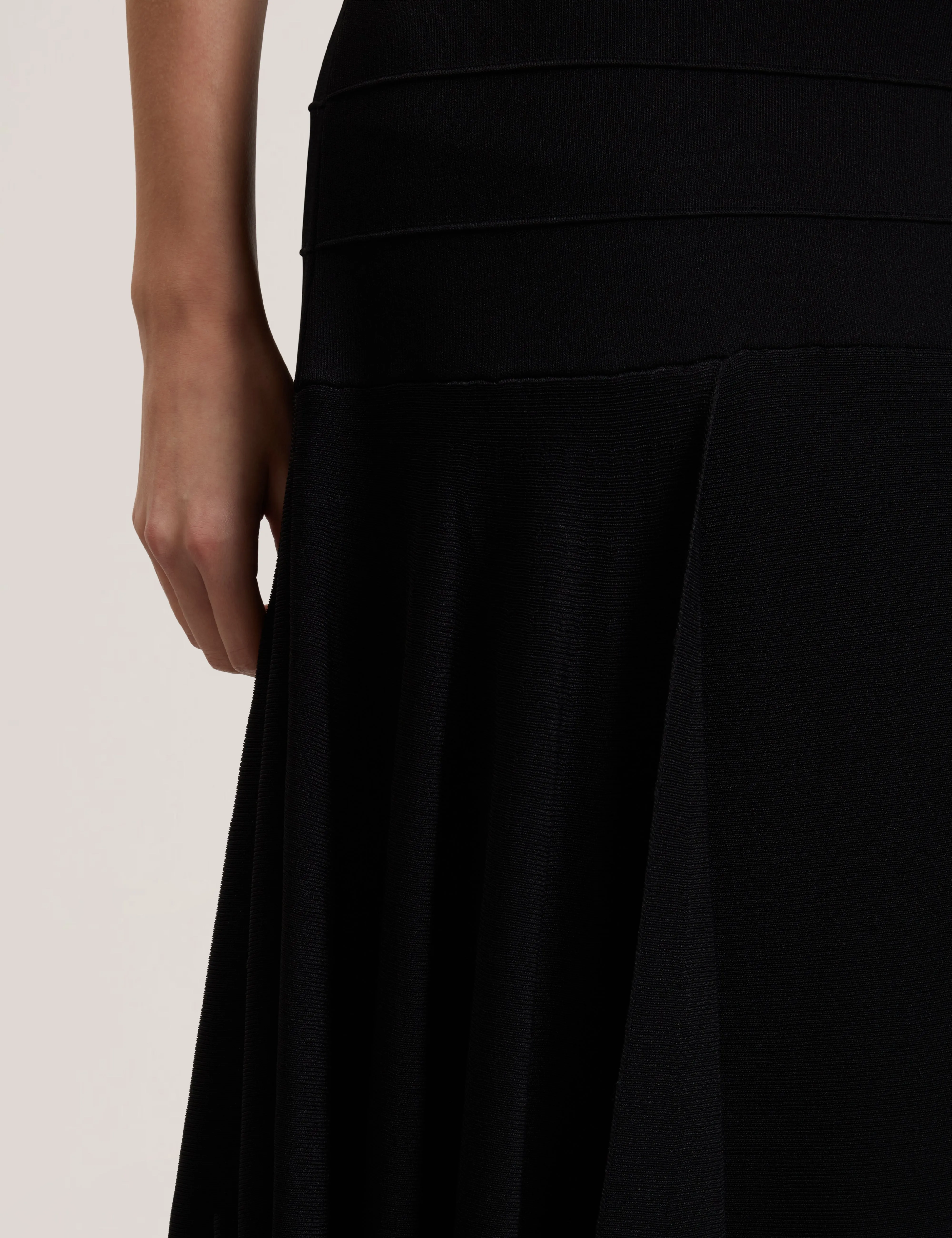 Laurrie Asymmetric Hem Knitted Skirt Black