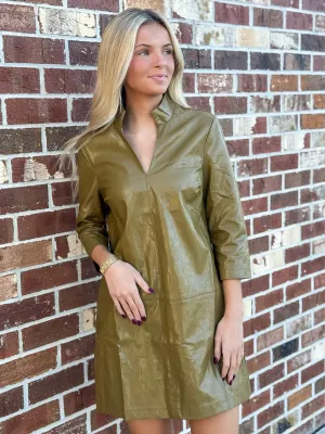 Leather Midi Dress (Vert)