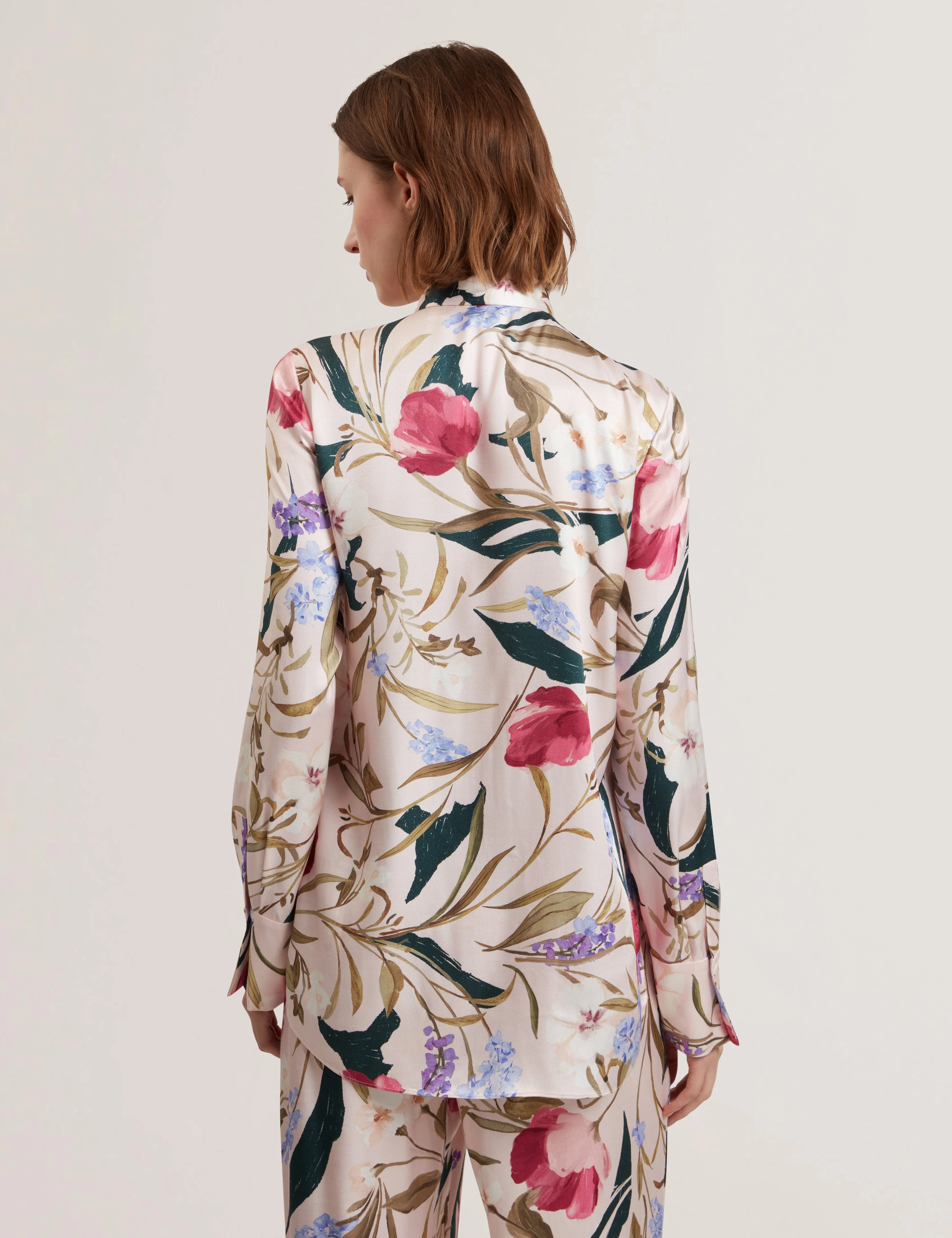 Leeyaa Floral Printed Tie Front Blouse Pl-Pink