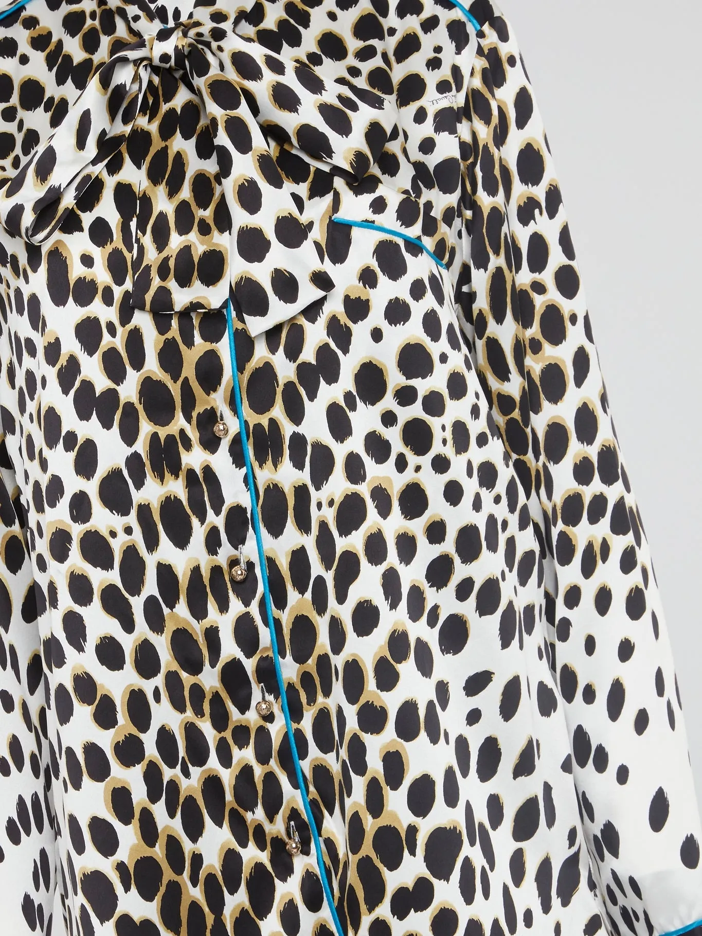 Leopard Print Bow Tie Blouse