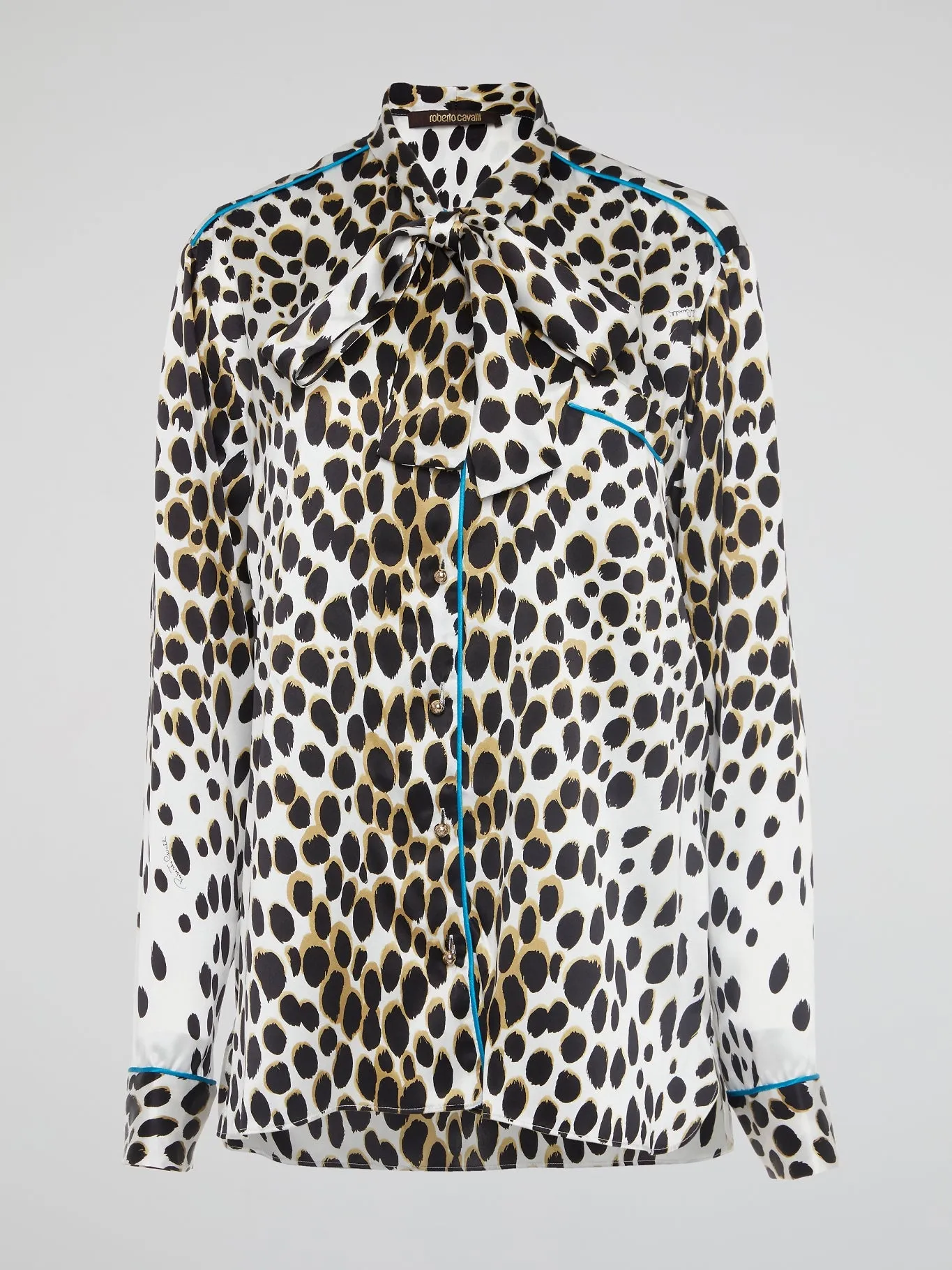 Leopard Print Bow Tie Blouse