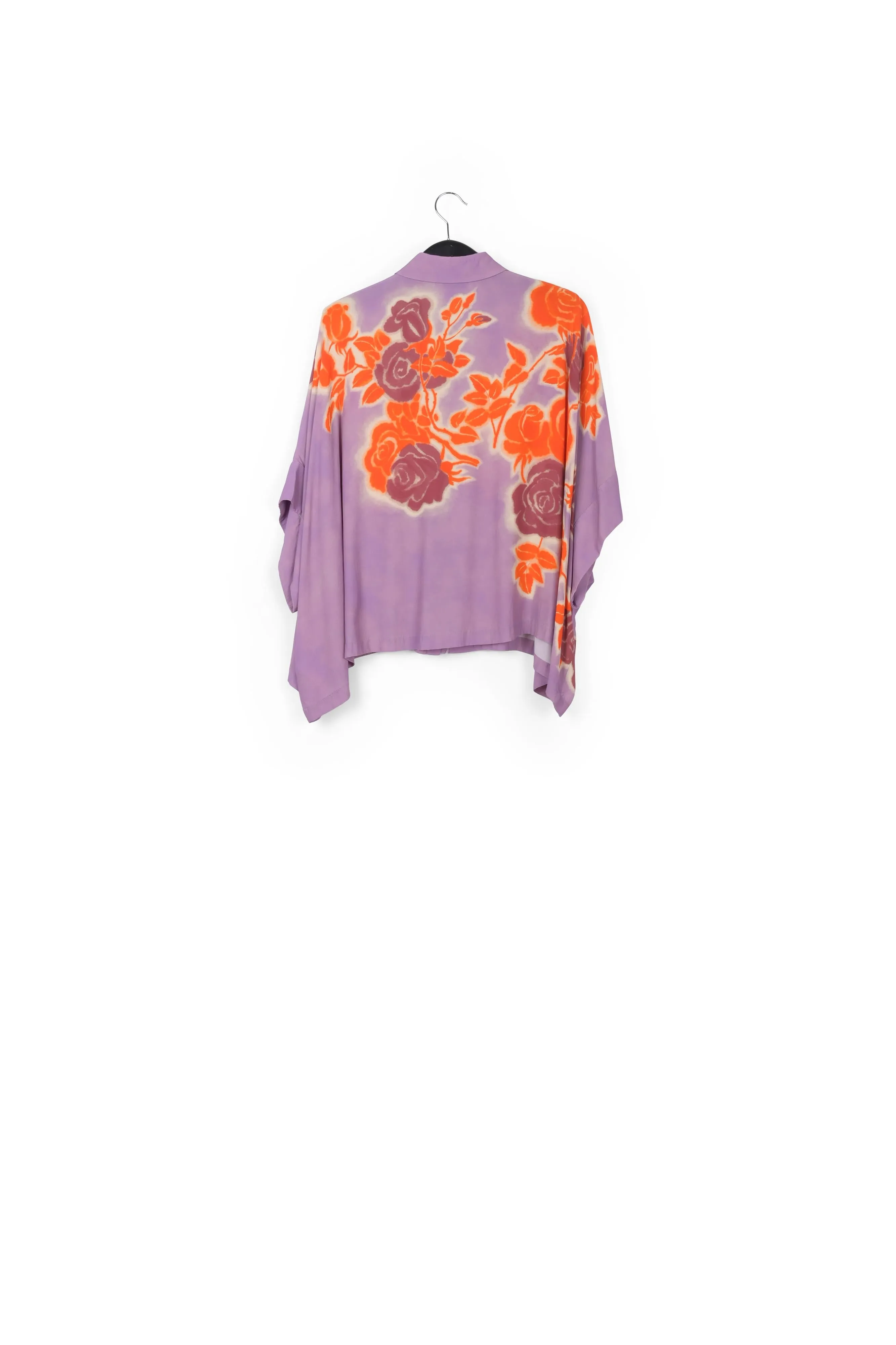 Lilac, orange and purple oversized shirt with floral print