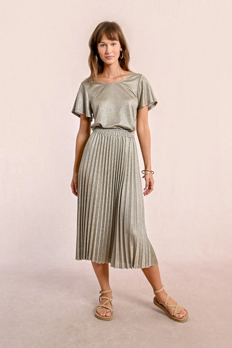 LONG PLEATED AND IRIDESCENT SKIRT