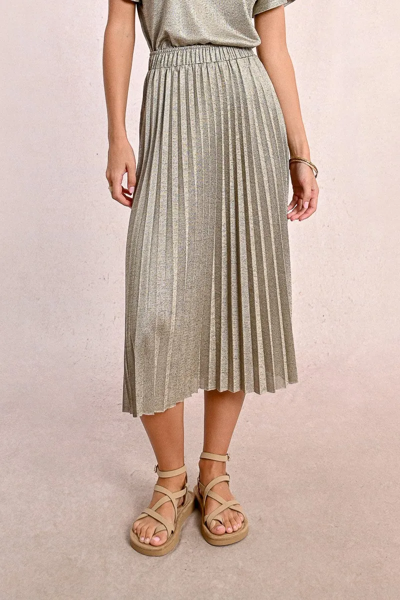 LONG PLEATED AND IRIDESCENT SKIRT