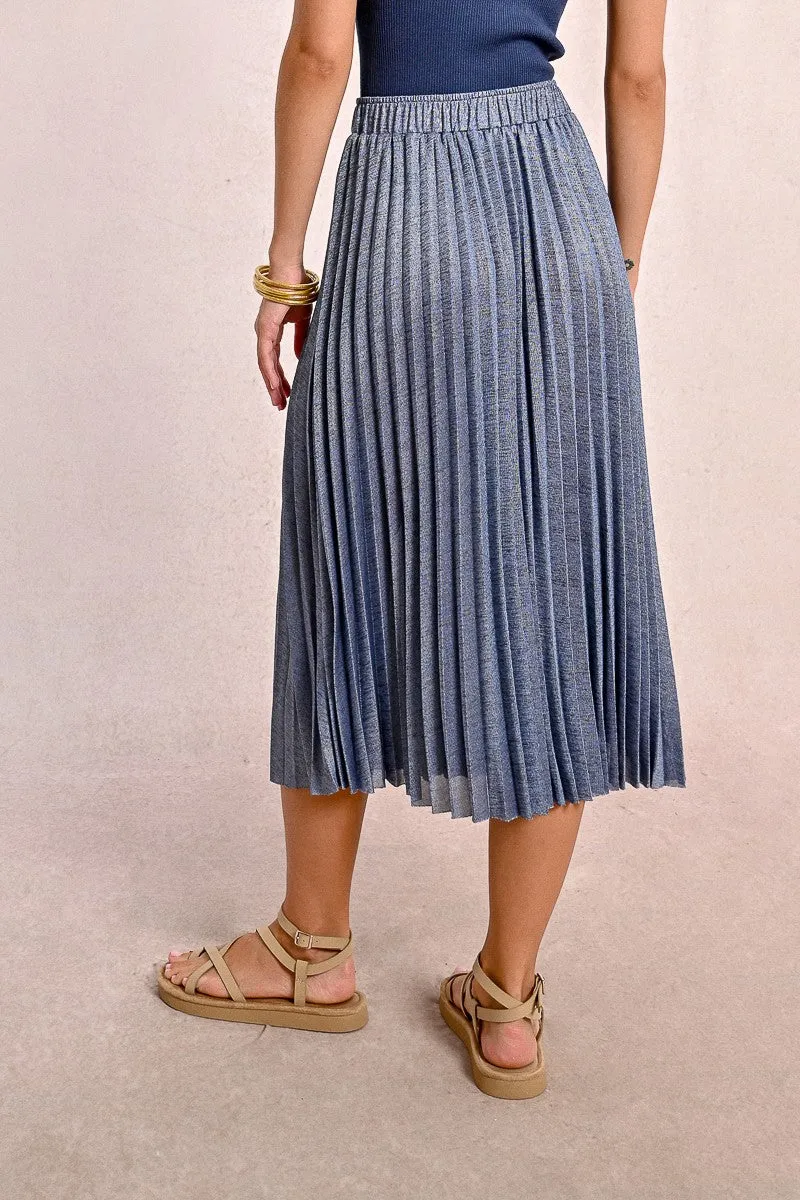 LONG PLEATED AND IRIDESCENT SKIRT