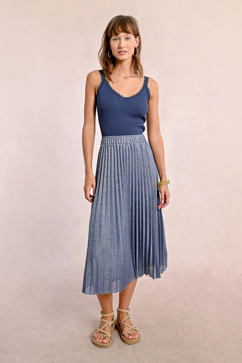 LONG PLEATED AND IRIDESCENT SKIRT