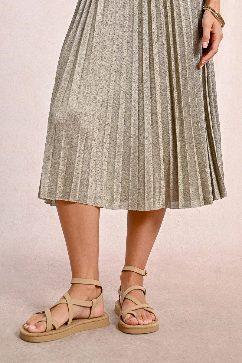 LONG PLEATED AND IRIDESCENT SKIRT