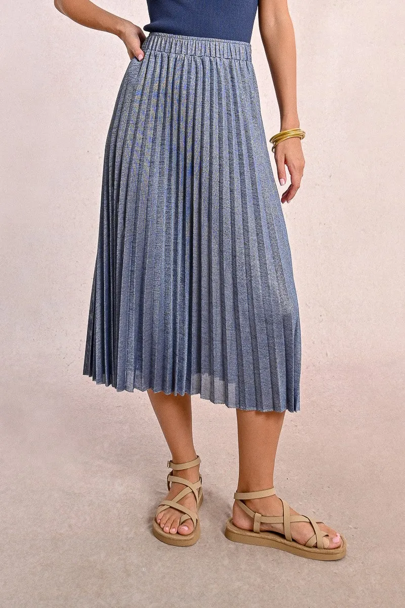LONG PLEATED AND IRIDESCENT SKIRT