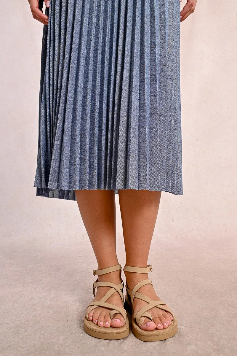 LONG PLEATED AND IRIDESCENT SKIRT