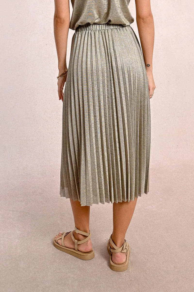LONG PLEATED AND IRIDESCENT SKIRT