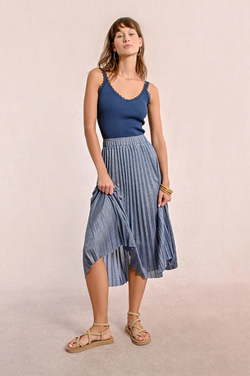 LONG PLEATED AND IRIDESCENT SKIRT