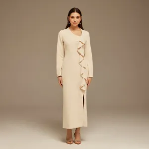 Long Sleeve Midi Dress with Ruffles