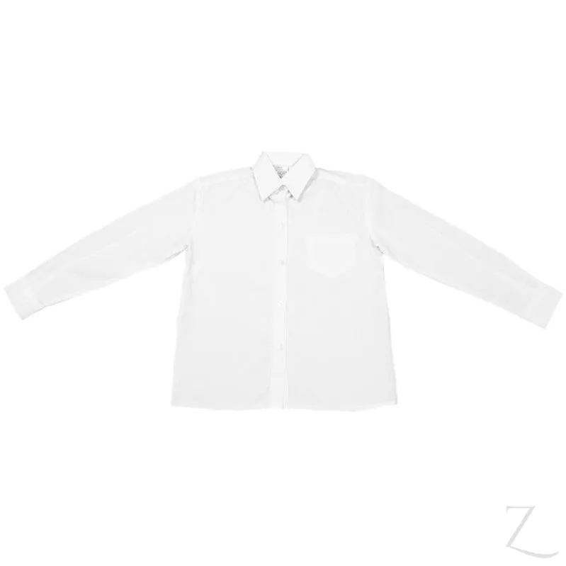 Longsleeve Raised Collar Blouse - White