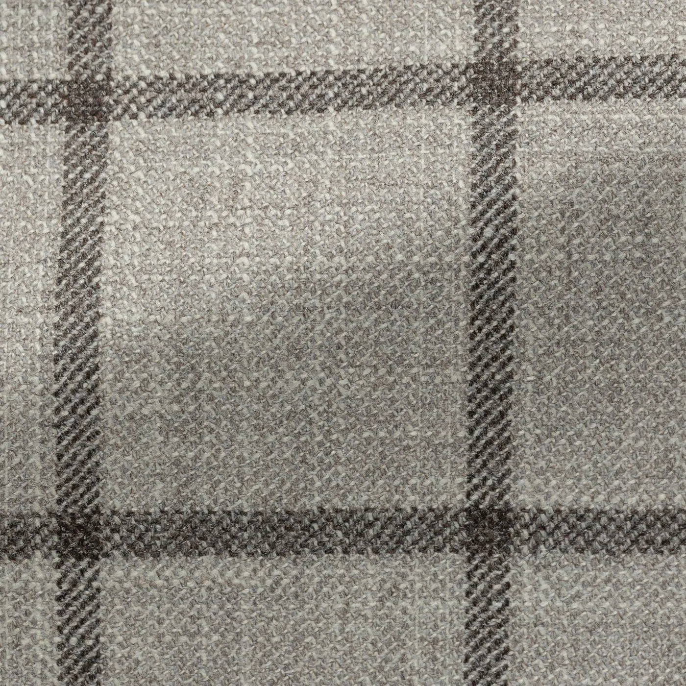 Loro Piana Bone Sharkskin Wool, Silk & Cashmere with Dark Brown Windowpane