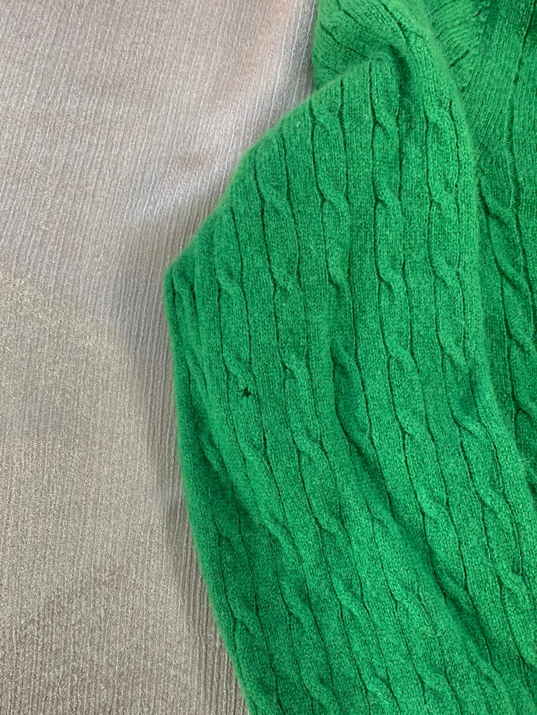 LOT OF 3 CASHMERE Sweater Upcycle Felt Craft Cutters Fabric - green tan gray
