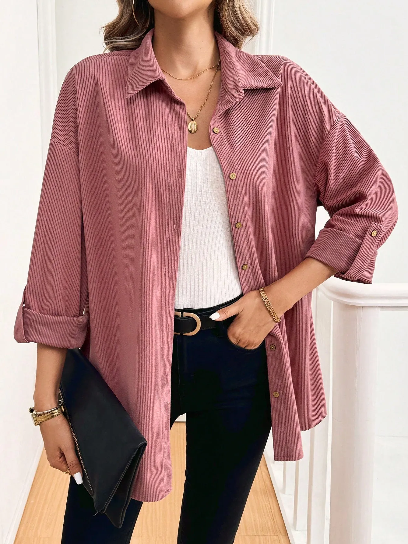 LUNE Autumn Winter Long Sleeve Stylish Commute & Travel Basic Women Shirt, Blouse