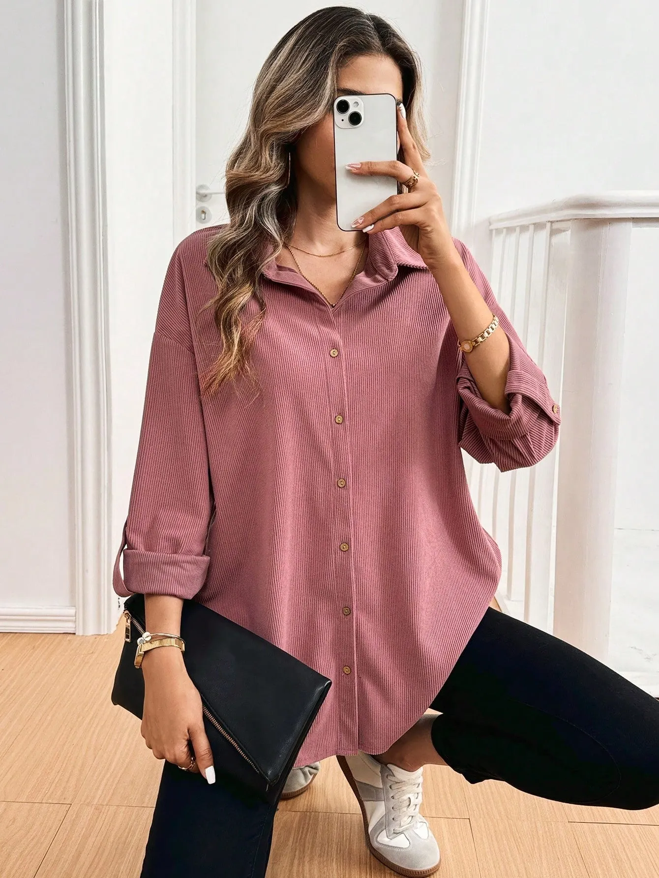LUNE Autumn Winter Long Sleeve Stylish Commute & Travel Basic Women Shirt, Blouse