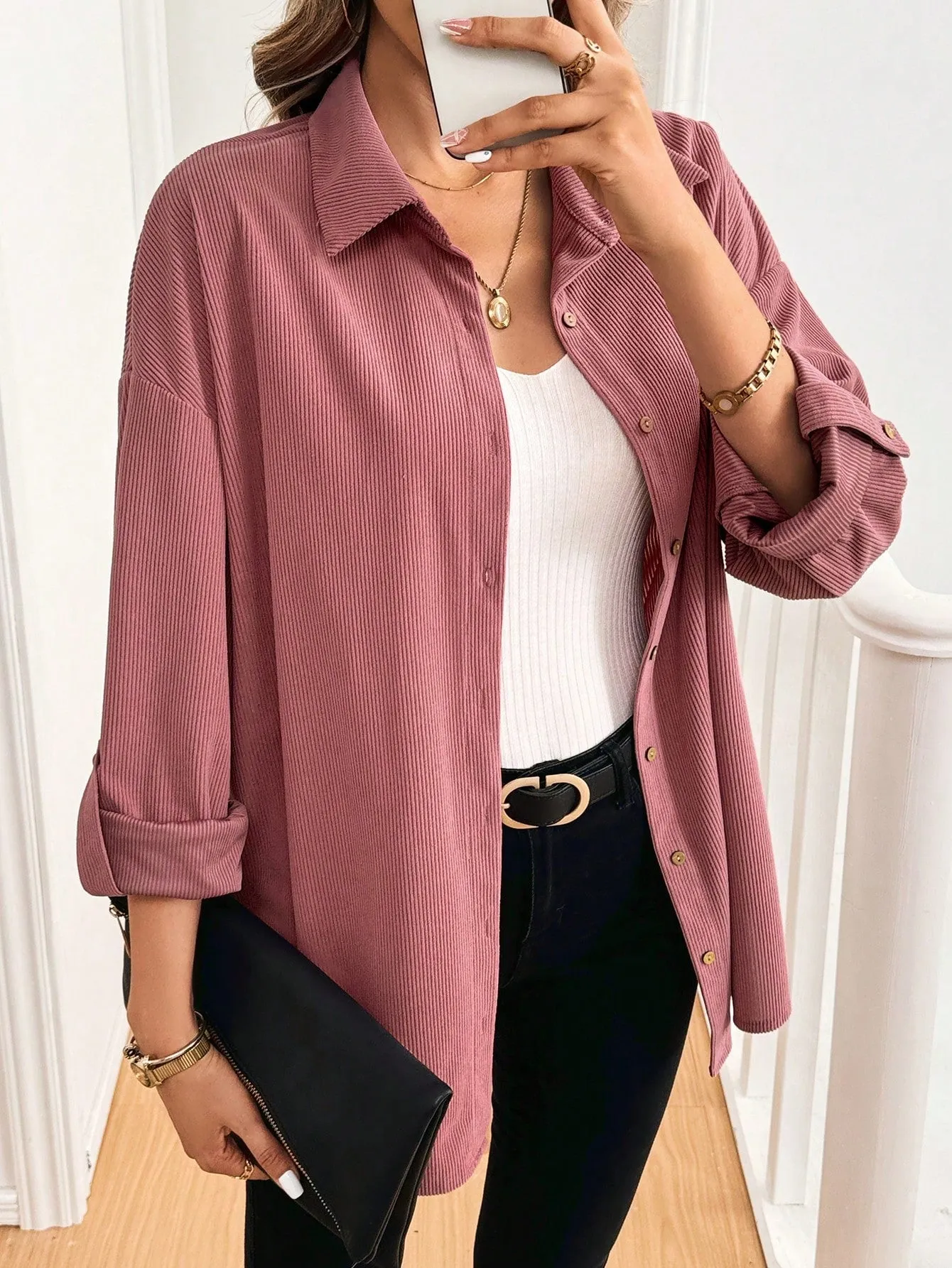 LUNE Autumn Winter Long Sleeve Stylish Commute & Travel Basic Women Shirt, Blouse