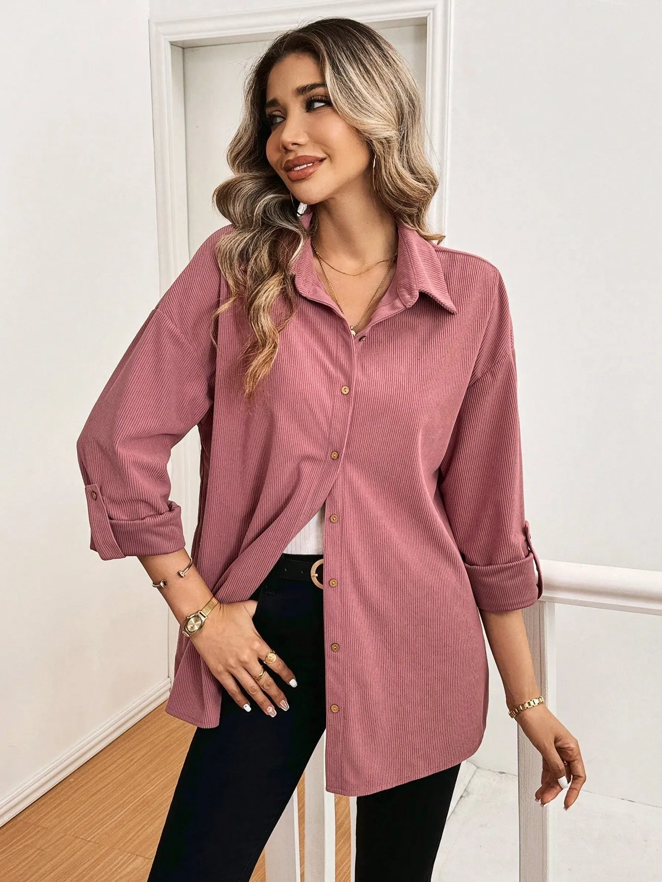 LUNE Autumn Winter Long Sleeve Stylish Commute & Travel Basic Women Shirt, Blouse