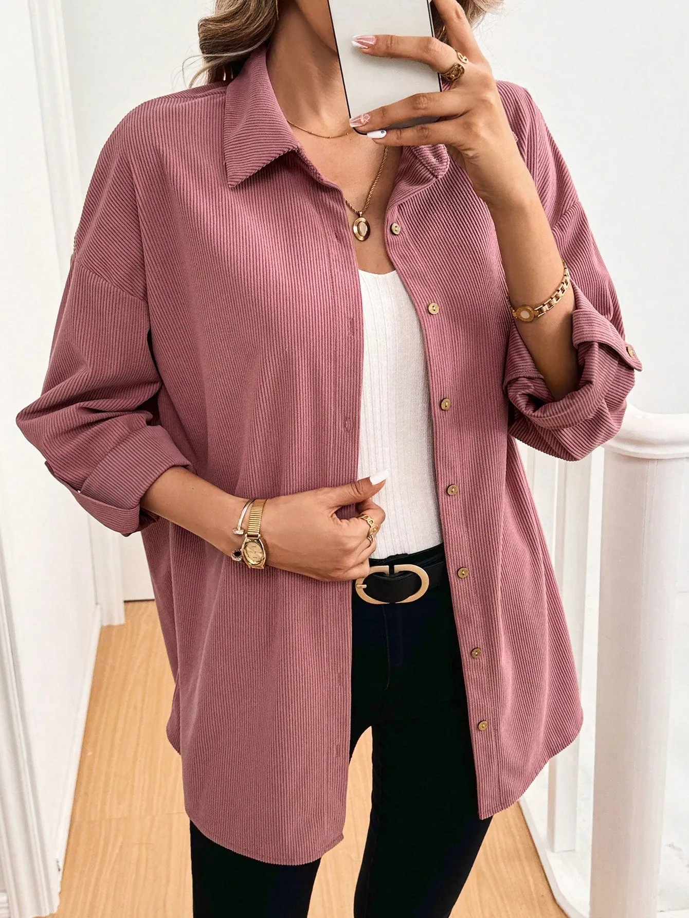 LUNE Autumn Winter Long Sleeve Stylish Commute & Travel Basic Women Shirt, Blouse