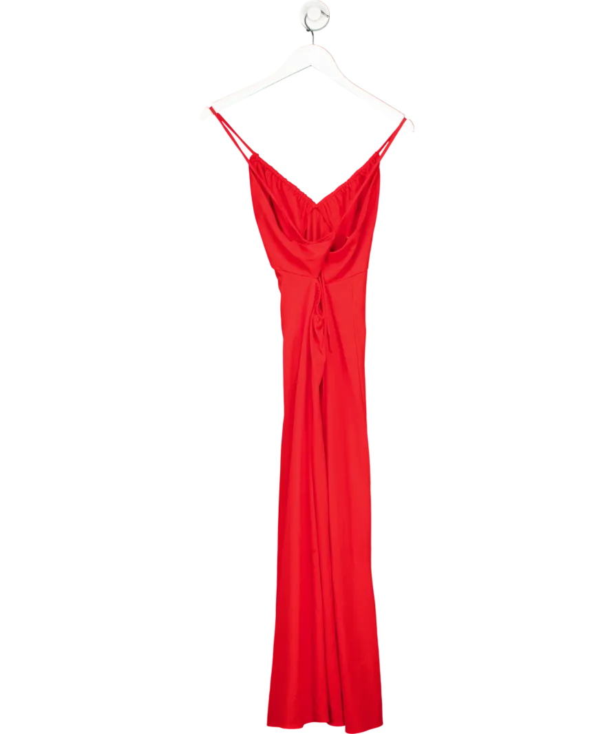 MANGO Red Ruched Midi Dress UK 10