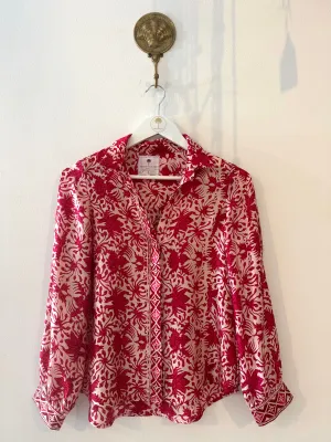 Marseille Silk Blouse in Hot Pink